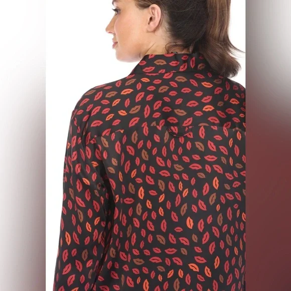 🆕 Johnny Was Workshop 100% SILK Amora Boxy Charmeuse Shirt Boho Chic NWOT - Picture 4 of 14